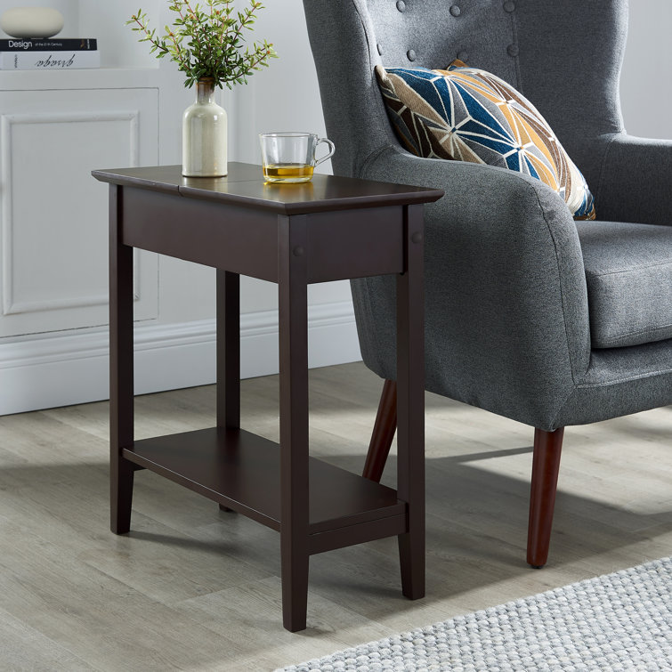 Jonica Narrow End Table with Storage, Flip Top Narrow Side Tables for Small  Spaces, End Table with Shelf